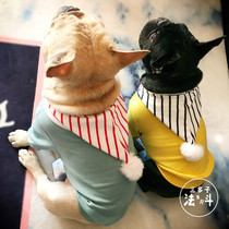 Spring and summer frescoed striped adorable hat-shirt pure cotton big stretch French fighting bago snow Narei Induit chubby dog new