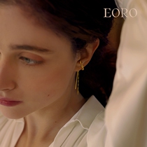 EORO sterling silver French ear clip women without ear holes summer niche high-end trend Su ear hanging ear bone clip tea earrings