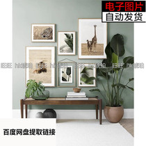 Nordic Modern Minimalist Desert Animal Green Leaf Small Freshener Combined Decoration Painting picture Core Electronic Photo material