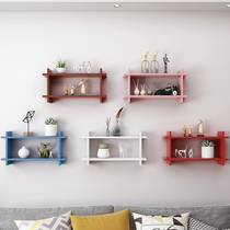 Punch-free wall shelf bookshelf partition Home TV background wall decoration storage hanging wall hanging shelf