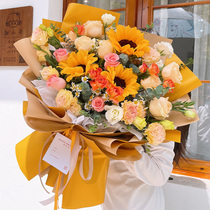 Putian flower delivery same city sunflower champagne rose bouquet city compartment Hanjiang Licheng Xianyou birthday delivery shop