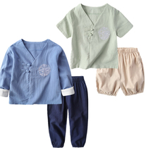 Autumn new products baby children Tang clothing boys and girls 2021 new Hanfu suit cotton and linen Chinese style Chinese school clothing
