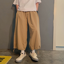 Spring and Autumn Straight Wide Leg Pants Halls Mens Trend Leisure Loose Spring and Summer Gangfeng Japanese Vintage Daddy Pants