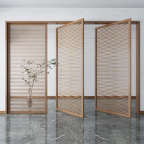 Modern solid wood screen partition grille hollow decoration living room hotel entrance porch 360 Rotating wooden seat screen