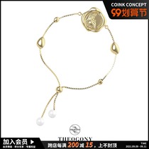 THEOGONY Gods Roman Ancient Coins Series Waxed Bracelet Fire Paint Double Side Coin Pearl Adjustable
