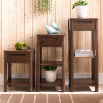 Umwood furniture pure solid wood flower stand Oak flower stand multi-layer flower stand light table Nordic simple walnut color