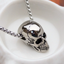 Punk Stainless Steel Chain Skull Pendant Necklace For Men