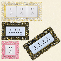 European retro resin socket decoration double switch sticker wall sticker protective cover panel wall cover creative pastoral 12*12
