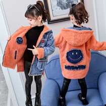 Glint Thickened Girl Denim Jacket Winter Clothing 3 45 6 80 Year Old Girl Child Pike Cotton Clothing Warm