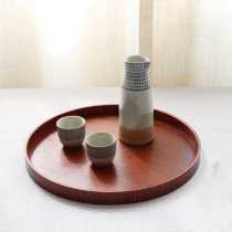 Afternoon tea tray hotel serving flat plate fruit snacks Japanese wooden plate round plate round plate simple fashion large round plate