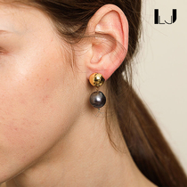 little joys925 silver gilded natural baroque black pearl earrings simple temperament original niche set