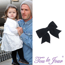 Toulejour children accessories baby hair accessories black velvet one-time forming bow hairclip