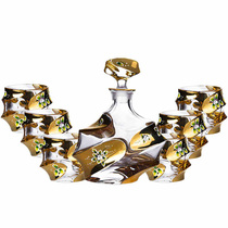 True Gold Enamel Flower Enamel Wine Set Crystal Glass Wine Bottle Whisky Wine Set