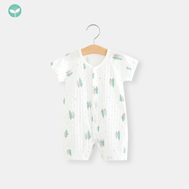 Baby jumpsuit short sleeve cotton men and women Baby summer clothes ha clothes thin newborn sleeping clothes summer summer