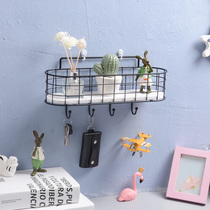 Decorative adhesive hook wrought iron Nordic wall shelf hanging wall wall decoration home entrance door hanging key coat hook