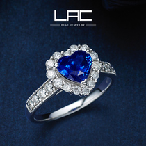LAC High Jewelry Natural Heart Sapphire ring for women 18K gold Custom diamond-set GUILD Certificate