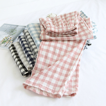 Couple Sleeping Pants Woman Long Pants Pure Cotton Day System Plaid 2022 New Summer Slim Loose Men Casual Home Pants