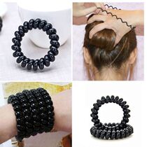 Large small triangle black telephone line Wild hair ring Hair rope Leather band Tie head rope Hair accessories leather cover keychain