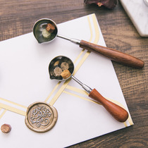Of course retro hot paint seal matching Rosewood fire paint metal spoon wooden handle hot paint accessories tools