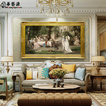 American hand-painted oil painting figures living room decoration painting European style study entrance restaurant hanging painting horizontal large mural custom