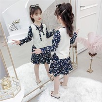 Girl autumn dress 2020 new dress children long sleeve flower princess dress girl vest two-piece tide