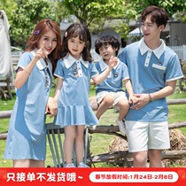 Net red parent-child dress 2021 summer dress new tide a three-member mother-and-child POLOT shirt foreign-style mother-and-woman dress