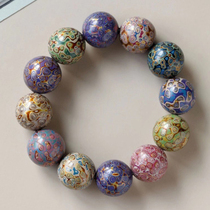 Colorful big lacquer beads folk hand-painted gold lacquer 20mm 12 Buddha beads text play hand string