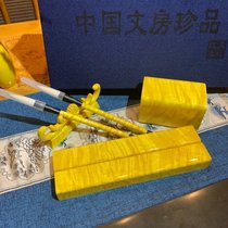  Solid wood Wenfang four treasures big leaf Nanmu calligraphy beginner adult brush set Wolf brush pen ink paper Inkstone gift box