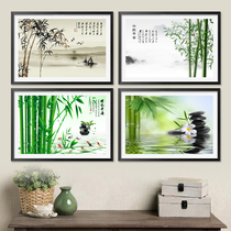 Entrance vertical corridor decorative painting Living room Bamboo newspaper peace hanging painting Aisle Crystal porcelain painting Bamboo framed framed painting