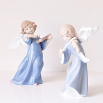 Spanish upscale aristocratic ceramic angel boy pull violin big swing piece home living room soft-mounted porcelain puppet characters