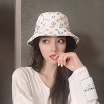 Japans new Korean version of the wild fashion white letter fisherman hat womens spring and summer department wide-eave sunshade basin hat tide