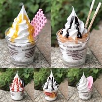 Simulation ice cream cup model Fruit Cup mousse cup model fake ice cream fruit dessert Wood chaff Cup ice cream