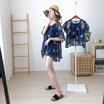 2020 Summer new seaside sling tide tide mother womens beach holiday dress foreign style skirt Korean parent-child dress