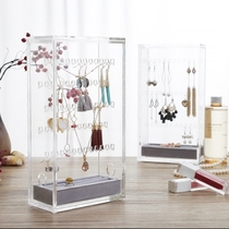 Transparent desktop dustproof vertical necklace earrings ring storage box jewelry box jewelry box jewelry box minimalist jewelry jewelry rack