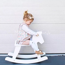 ins explosive Trojan children rocking horse solid wood baby rocking chair early education baby birthday gift photography props