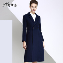Black lane professional coat Wool coat womens formal coat Interview formal coat medium-long OL simple winter