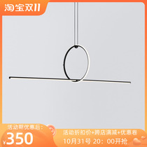 Dining room table lamps modern minimalist line LED round Nordic designer minimalist model room decoration chandelier