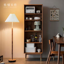 Park and wood for Nordic Day-style bookcase display case book room Living Room With Narrow Cabinet Solid Wood Combined Black Walnuts Wood