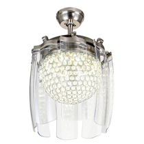 European and American modern lavish dining room Living room 8 Leaf crystal lampshade with lamp crystal ceiling fan lamp invisible fan lamp