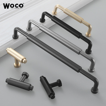 Modern minimalist Nordic furniture European shoe cabinet wardrobe door handle American black cabinet drawer handle