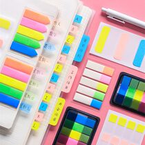 Creative fluorescent film indicator label sticker Loose-leaf transparent sticky classification index sticker Bookmark note paper sticker Post-it note