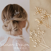 Natural Pearl hairpin bride simple and beautiful daily hair accessories hairpin handmade beaded pearl gold silver hair accessories