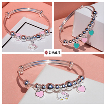 61 Childrens Day Gift pure silver bracelet male and female child girl bracelet Cartoon Solid Hands Ring Foot Silver 999