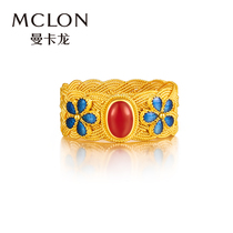 Mancaron Feng Hua Ring Foot Gold 999 Pure Golden Palace Flowers Women Wedding Special Counters of the same Fenghua