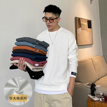 Boomer Spring Autumn Season Fake two-piece sweatshirt male pure color round collar workover undershirt Han version 100 hitch long sleeve casual blouses