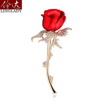 Lingda European and American retro large brooch brooch female red rose exaggerated pin suit sweater cardigan accessories