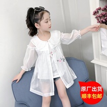 Girls Shirt Sunscreen Clothes Summer Clothing 2021 New Light and Thin Baby Children Breathable Cardigan Sunscreen Shirt