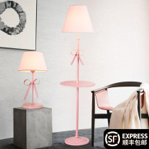 European floor lamp Childrens guest hall Bedroom creative Nordic simple warm Princess Pink girl vertical table lamp