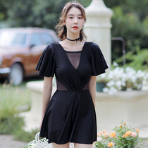 Swimsuit 2021 new hot spring fashion skirt large size cover meat fat mm black womens one-piece thin cover belly