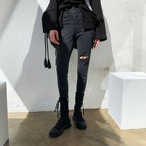 Lagirl Korea 19 autumn new fashion thin bag body pierced small feet jeans